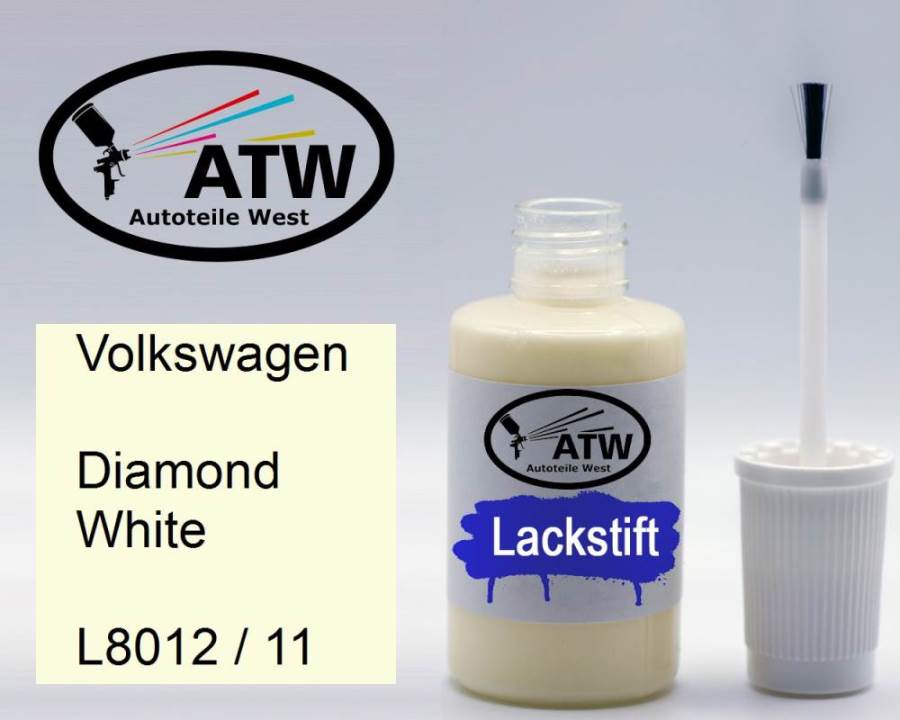 Volkswagen, Diamond White, L8012 / 11: 20ml Lackstift, von ATW Autoteile West.